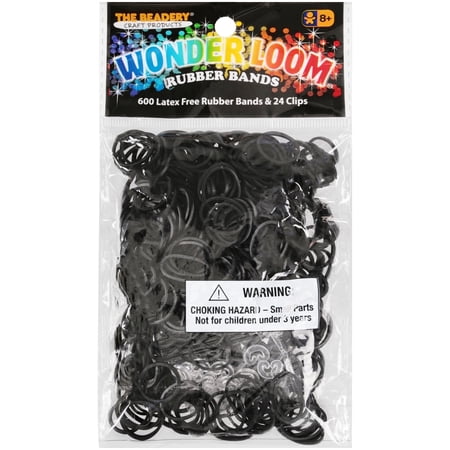 The Beadery - Wonder Loom Rubber Bands, Black - 600 Piece - 7295052