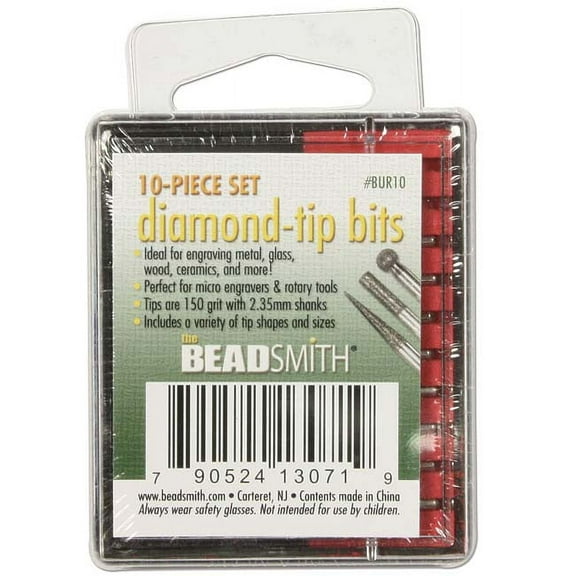The Beadsmith 10-Piece Diamond-Tip Drill Bits For Engraving - 150 Grit/2.35mm Shanks