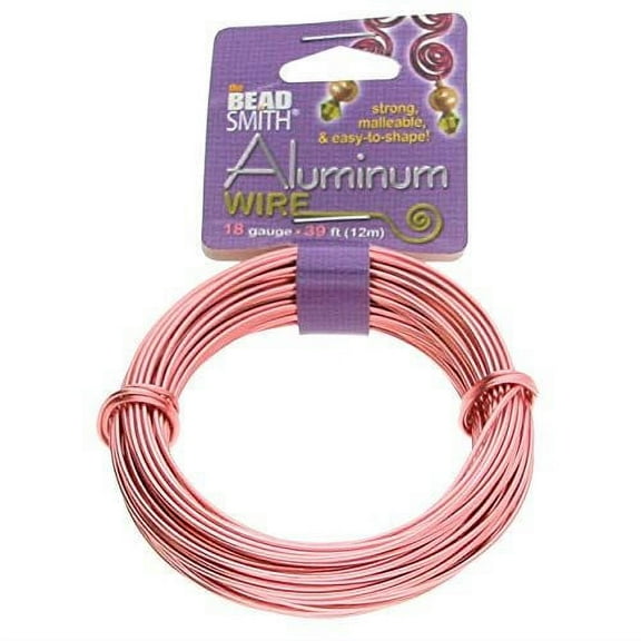 The Beadsmith 18-Gauge Anodized Petite Cut Aluminum Wire for Jewelry Making, 39 Feet / 13 Yard Spool (Rose Gold Color)
