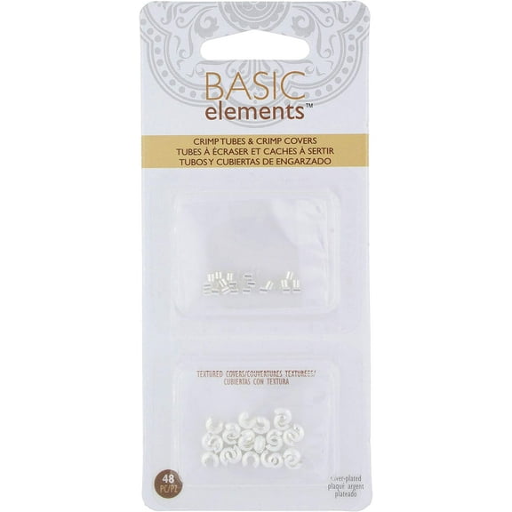 The Beadsmith Basic Elements Crimp Tubes & Stardust Crimp Covers Designed to Secure The Ends of Jewelry Stringing Cables & Wires, Silver Color