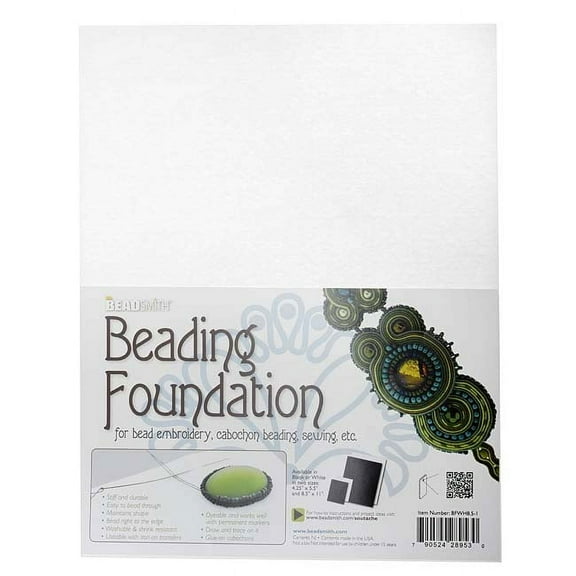 The Beadsmith Beading Foundation - For Embroidery Work - White 11x8.5 Inches