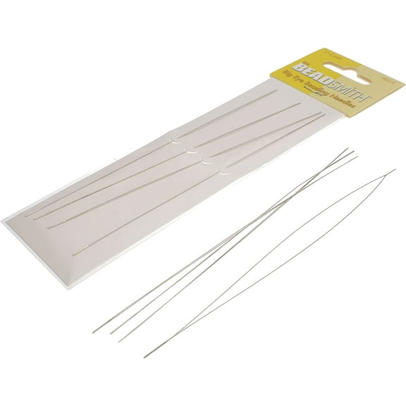 The Beadsmith Big Eye Beading Needles, 5 inches, 4 per Card, Sharp Points, Use for General Sewing, Weaving and Embroidery, Very Easy to Thread