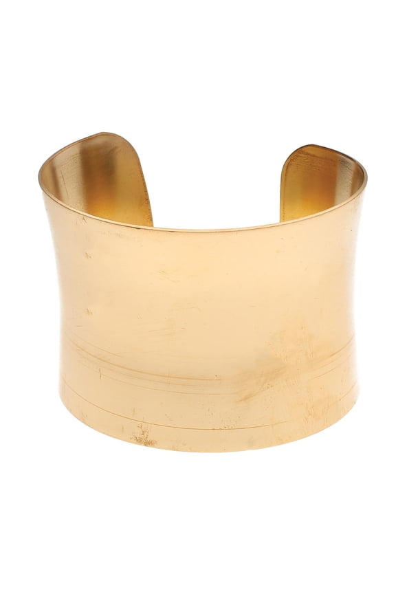 Bracelet Cuff Made of Raw Brass Adjustable, Open Bangle for Men and Women - Concave Style, 2-Inch Wide Minimalist Design Jewelry Can Be DIY Custom Designed
