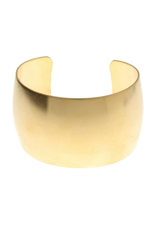 Bracelet Cuff Made of Raw Brass Adjustable, Open Bangle for Men and Women Domed Style, 1-1/2-Inch Wide Minimalist Design Jewelry Can Be DIY Custom Designed