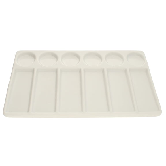The Beadsmith Ceramic Mixing Palette Rectangle Design Bead Tray Arts and Crafts Accessories Organizer 7.7" x 4.3" x .4 12 Compartments, (1 Palette)