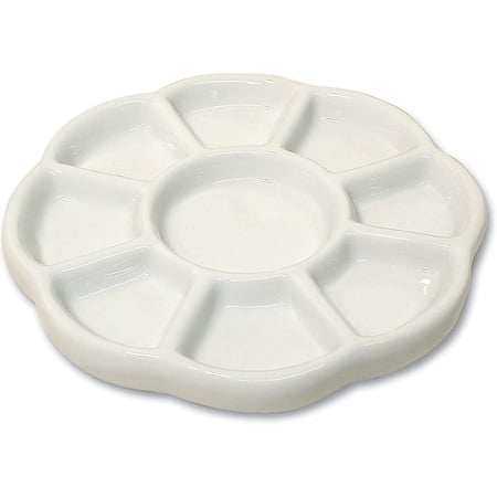 The Beadsmith Ceramic Mixing Palette, Sunflower Design Bead Tray, Arts & Crafts Accessories Organizer, 5.5' x 5.5' x .5', 9 Compartments (1 Palette)