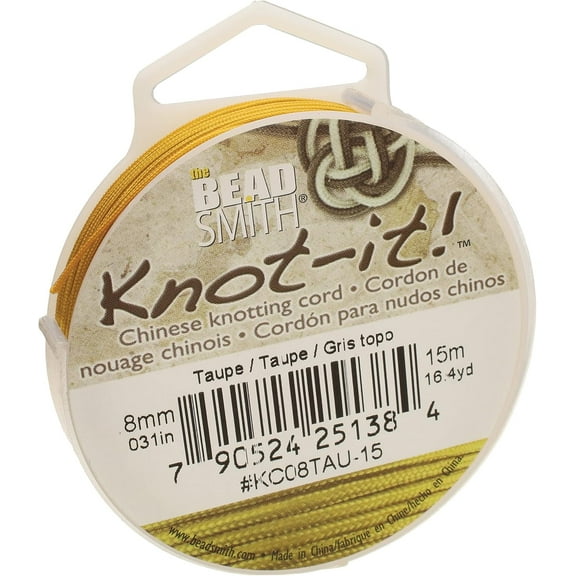 The Beadsmith Chinese Knotting Cord - Taupe Color, 0.8 mm Diameter, 15-Meter Spool
