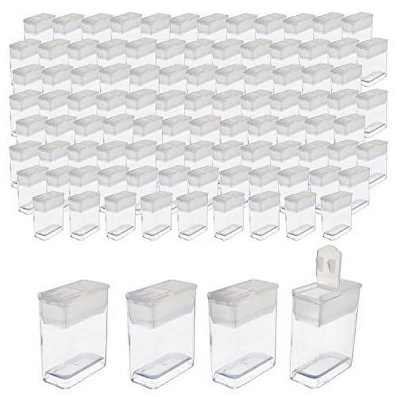 The Beadsmith Clear Plastic Boxes - Rectangle with a Flip Top Cap - 7/16 x 1 x 1-1/4 - Use for Beads, Bath Salts, Wedding & Party Favors, Home or Office Storage - Bag of 100