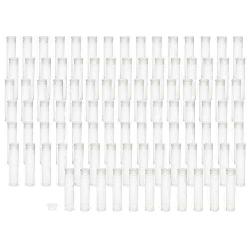 The Beadsmith Clear Plastic Tubes - 2-Inch-Long Round Tubes, 3/8 Inches in Diameter - Flat Caps - Use for Beads, Bath Salts, Wedding & Party Favors
