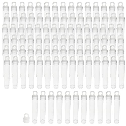 The Beadsmith Clear Plastic Tubes - 3-Inch-Long Round Tubes, 9/16 Inches in Diameter - Friction Hanging Caps - Use for Beads, Bath Salts, Wedding & Party Favors, Home or Office Storage - Bag of 100