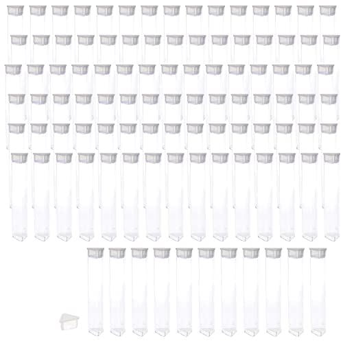The Beadsmith Clear Plastic Tubes - 3-Inch-Long Triangle Tubes, 9/16 Inches in Diameter - Flat Caps - Use for Beads, Bath Salts, Wedding & Party Favors, Home or Office Storage - Bag of 100