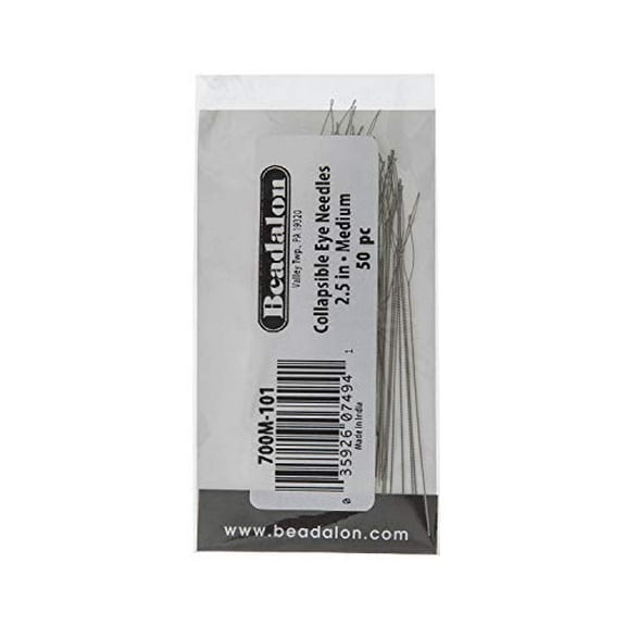 The Beadsmith Collapsible Eye Needles, 2.5 in (6.4 cm) Med 50pc