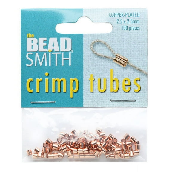 The Beadsmith Crimp Beads, Tube 2.5x2.5mm, 100 Pieces, Copper Plated