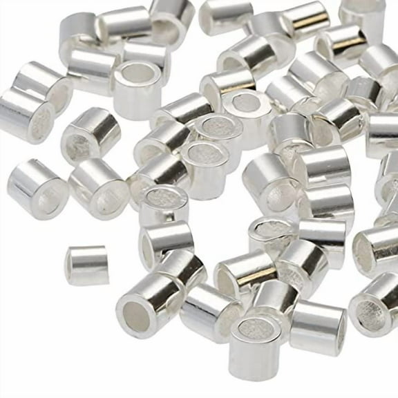 The Beadsmith Crimp Beads, Tube 2.5x2.5mm, 100 Pieces, Silver Plated