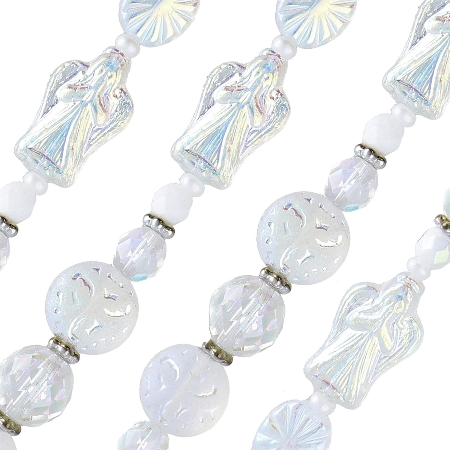 The Beadsmith Czech Glass Strands - High Quality, Pressed & Table Cut Beads – 6 x 7-Inch Strands, 23 Beads Per Strand – Crystal Angels Mix – For Jewelry Making, Decorations & DIY Crafts