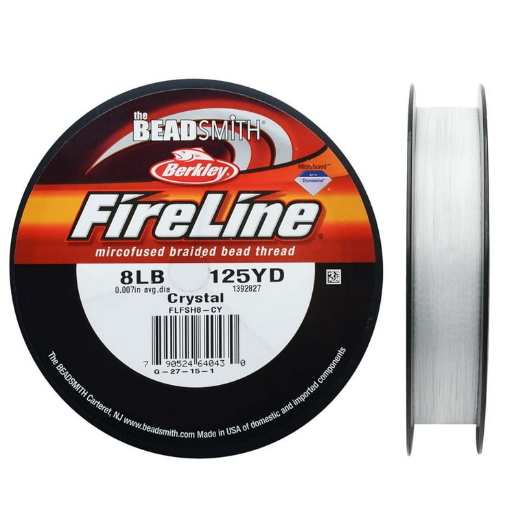 The Beadsmith Fireline by Berkley – Micro-Fused Braided Thread – 8lb. Test,  007”/.17mm Diameter, 125 Yard Spool, Crystal Color – Super Strong Stringing  Material for Jewelry Making and Bead Weaving 