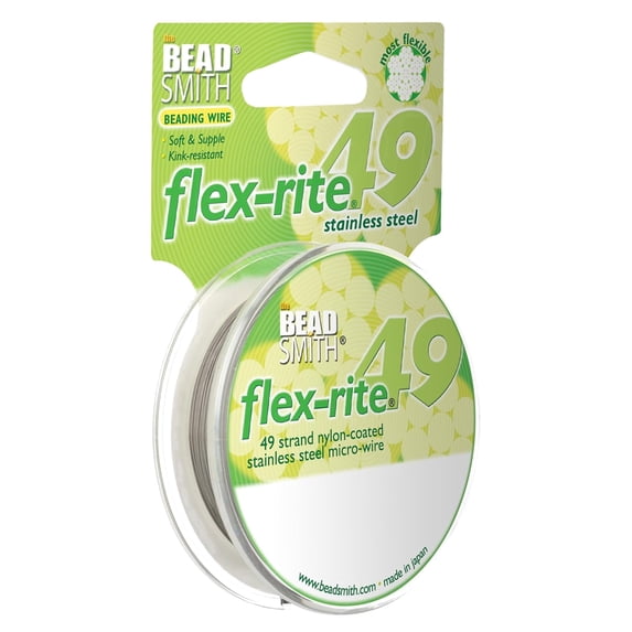 The Beadsmith Flex-Rite Beading Wire - 49-Strand, 0.010" (0.24 mm) Dia, Clear, 30 ft