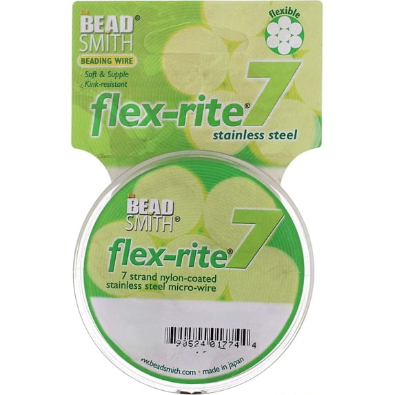 The Beadsmith Flex-Rite 7-Strand Nylon Coated, Stainless-Steel Beading Wire, Jewelry Making Supply (.007 Dia, Clear – 100 Ft)