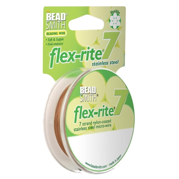 The Beadsmith Flex-Rite Beading Wire - 7-Strand, 0.012" (0.30 mm) Dia, Copper, 30 ft