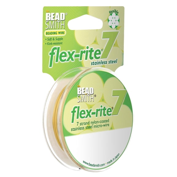 The Beadsmith Flex-Rite Beading Wire - 7-Strand, 0.012" (0.30 mm) Dia, Metallic Gold, 30 ft
