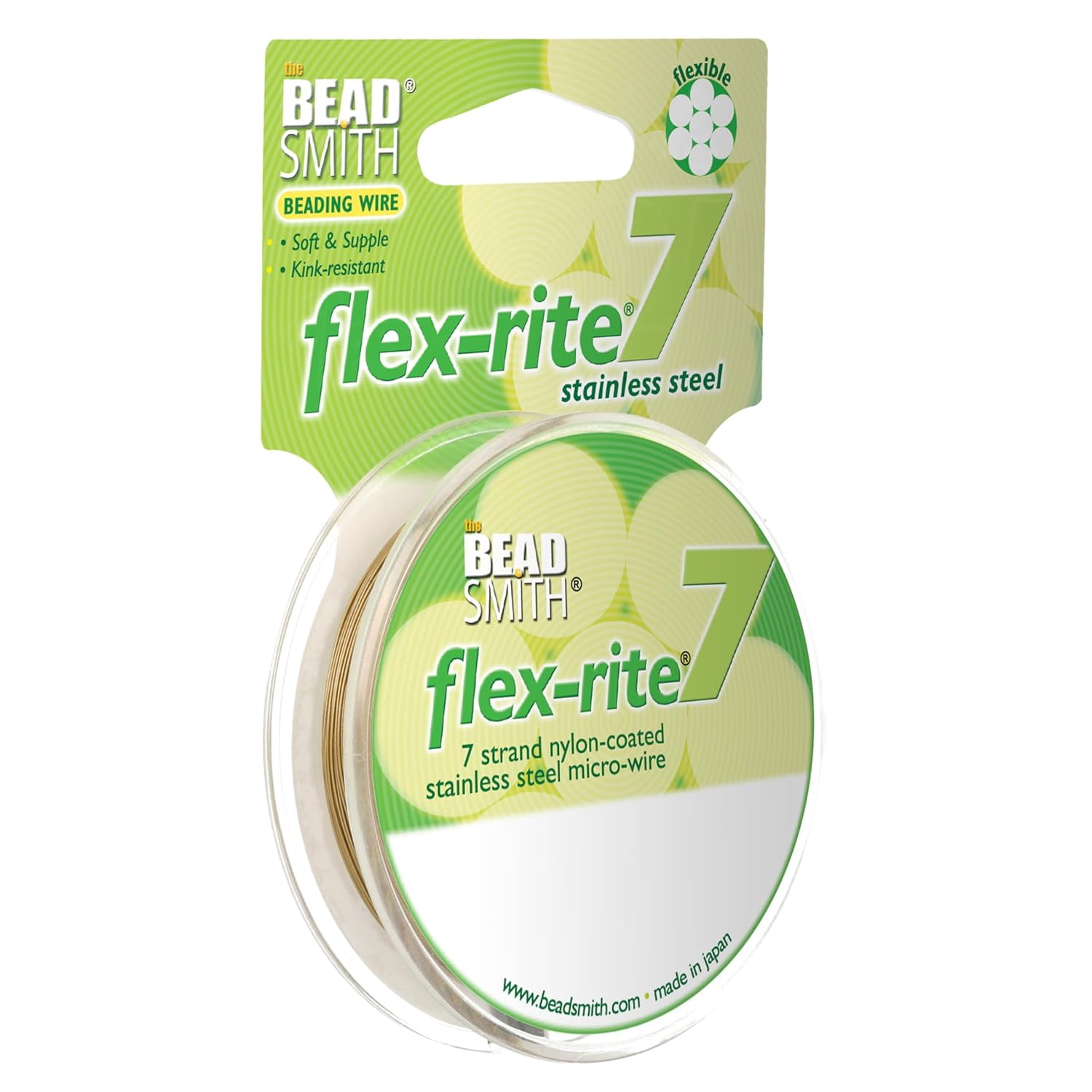 The Beadsmith Flex-Rite Beading Wire - 7-Strand, 0.014" (0.35 mm) Dia, Bronze, 30 ft