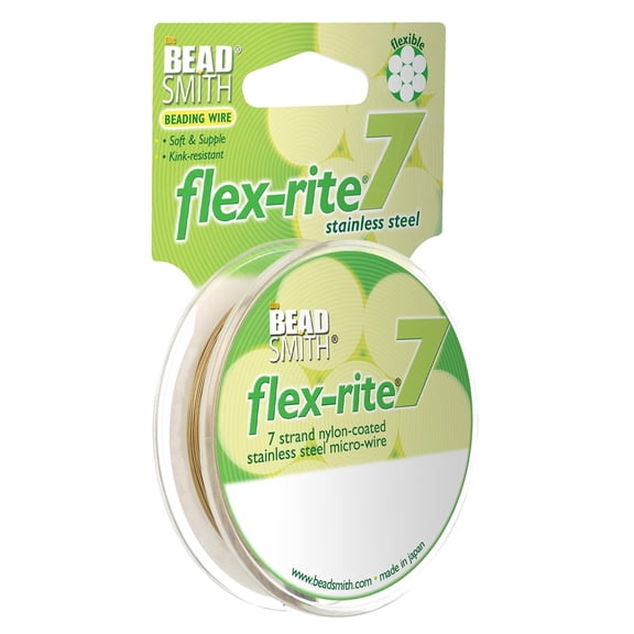 The Beadsmith Flex-Rite Beading Wire - 7-Strand, 0.014" (0.35 mm) Dia, Bronze, 30 ft