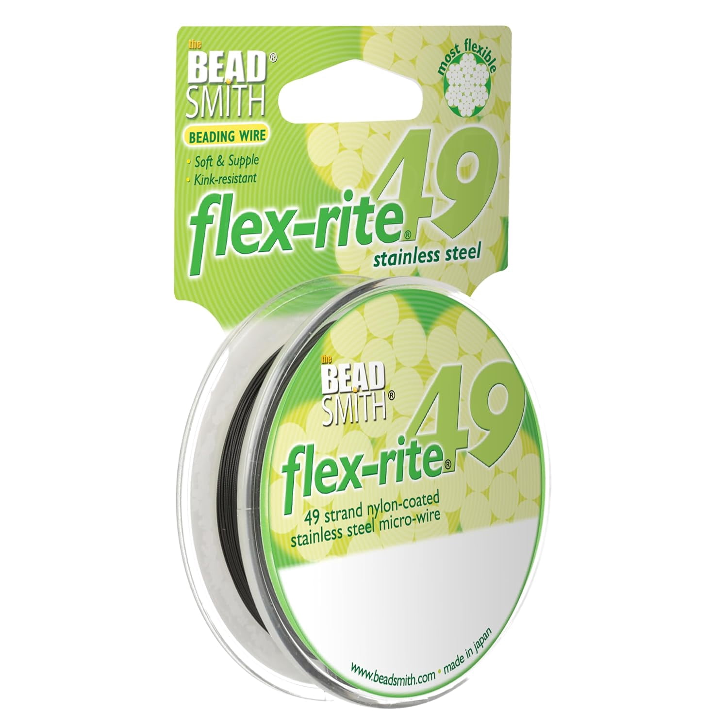 The Beadsmith Flex-Rite Beading Wire - 49-Strand, 0.014" (0.30 mm) Dia, Black, 30 ft