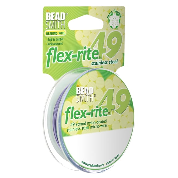 The Beadsmith Flex-Rite Beading Wire - 49-Strand, 0.014" (0.35 mm) Dia, Lavender, 30 ft