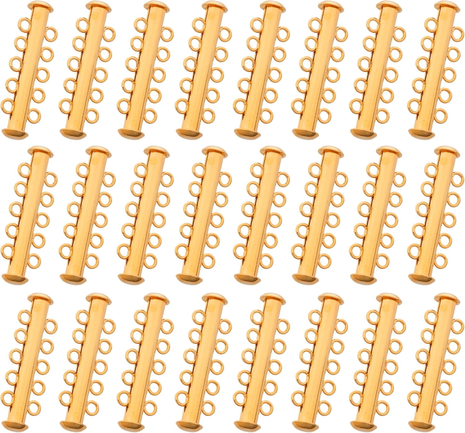 The Beadsmith Magnetic Multi-Strand Slide Lock Clasp - Gold-Plated, 32 mm, 5 Strand Designs, 24pc