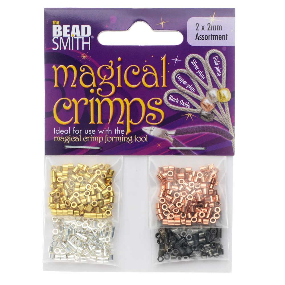 Basic Elements Crimp Tube Beads & Smooth Crimp Covers, 2x2mm and 4mm, 48 Pieces, Gold Plated