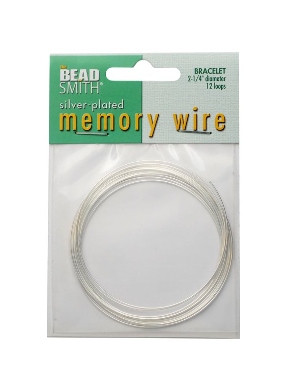 The Beadsmith Plated Memory Wire - 2.25 Diameter - 12 Coils Each - Silver Color - Stainless Steel - Create Multi-Strand DIY Bracelet and Bangle Jewelry