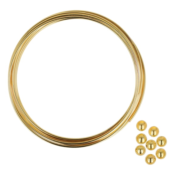 The Beadsmith Memory Wire & End Caps - Gold-Plated, 1 mm Thick, 2.25 in Diameter, w/ 8 End Caps