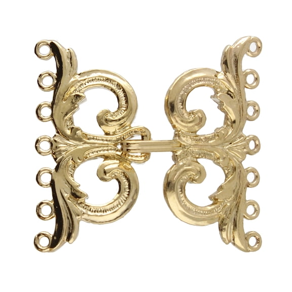 The Beadsmith Multi-Strand Slide Lock Clasp - Gold Color, 43 x 34 mm, for 7 Strand Designs, 1pc