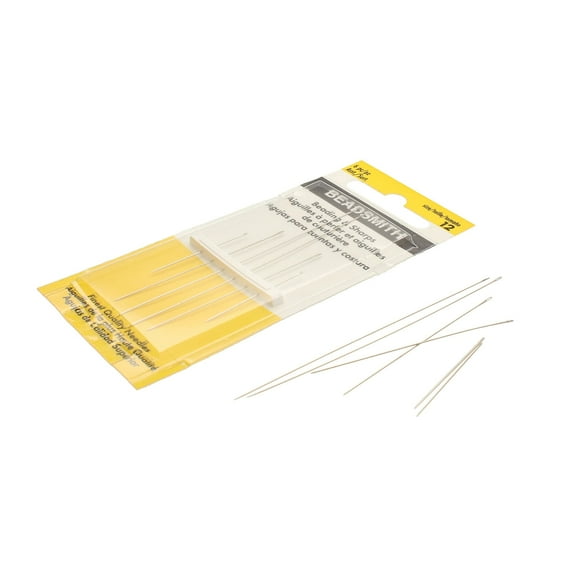 The Beadsmith Needle Assortment  Size 12, Card of 6 Needles: 4 Beading & 2 Sharps  for Loom Weaving, Beadwork, Stitching, Jewelry Making, All Purpose Mending and Hand Sewing