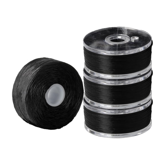 The Beadsmith Nyline Nylon Beading Thread - Assortment Pack, Sizes 00,0, B & D, Black, Four Spools