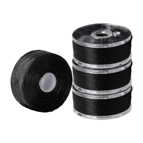 The Beadsmith Nyline Nylon Beading Thread - Assortment Pack, Sizes 00,0, B & D, Black, Four Spools