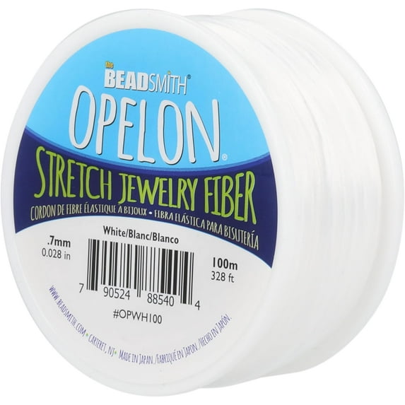 The Beadsmith Opelon Stretch Cord – Elastic Beading Fiber, White, 0.7 mm, 100 m (328 ft) Spool
