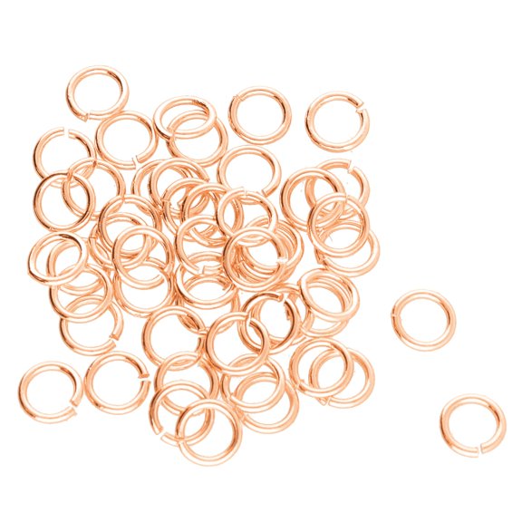 The Beadsmith Open Jump Rings – 5mm, Rose Gold Plated, 19-Gauge (1.062mm) Wire Thickness, 144 Pieces – Findings for Making Keychains, Charms, Chain Mail and Body Jewelry