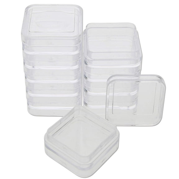 The Beadsmith Personality Case  2 Clear Square Stacker Jar Set  Each Stack Measures 1.25 x 2.3 inches - Total 10 Jars and 2 lids, for Storage of Small Items, Crafts, Jewelry, Hardware