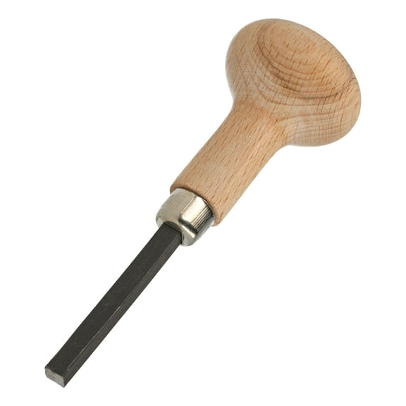 The Beadsmith Prong & Bezel Pusher 3.75 Square-Tip Stone Setting Tool with Round Wooden Handle