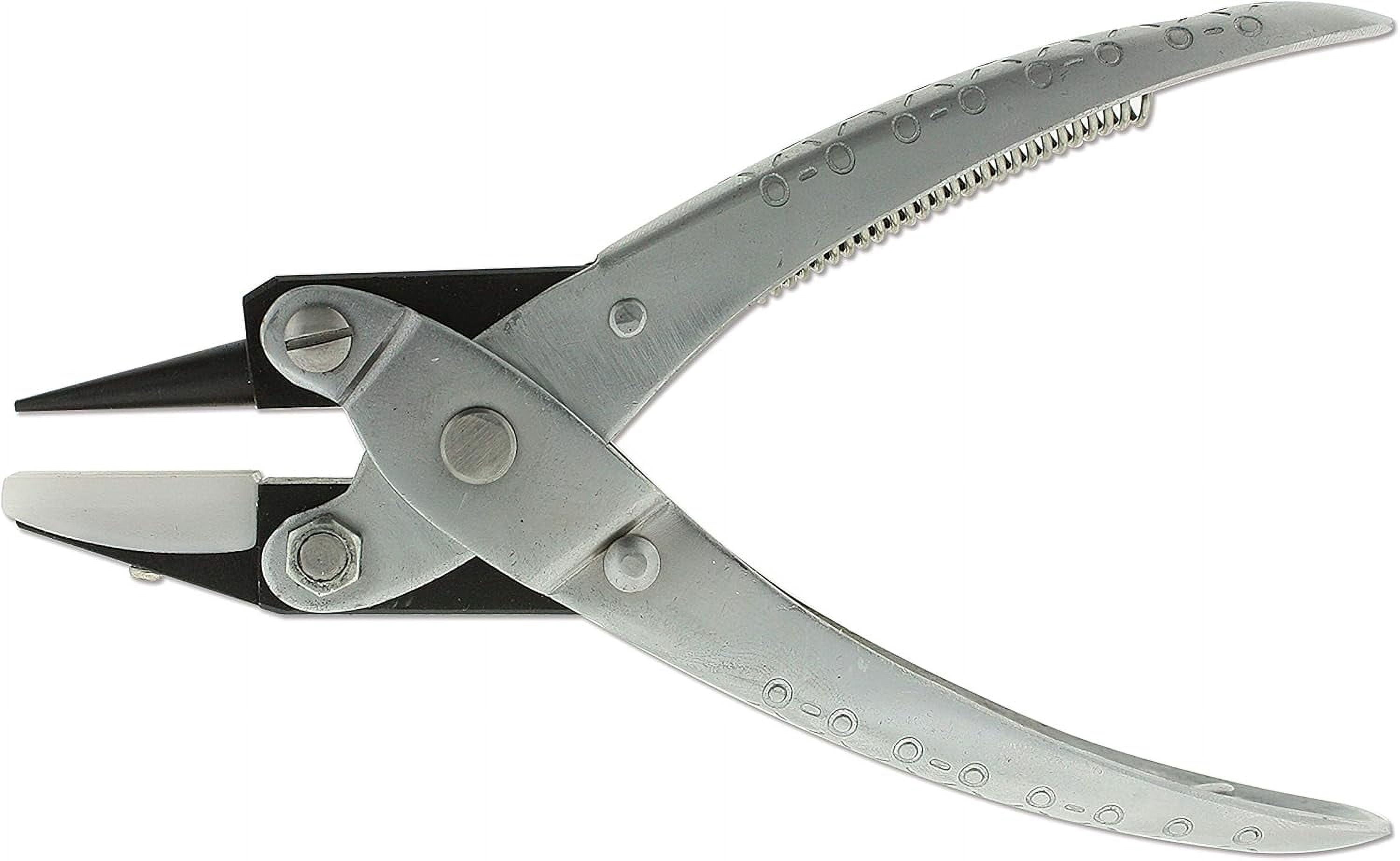 The Beadsmith Round Nose/Nylon Flat Nose Parallel Pliers, 5.5 inches (140mm) Steel Tool for Jewelry Making, with Spring