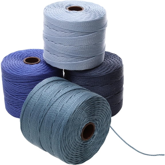 The Beadsmith S-Lon Bead Cord – .5 mm Nylon Cord, 4-Pack, Denim Mix, TEX210, 77 Yards