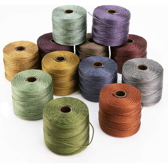 The Beadsmith S-Lon Bead Cord – .5 mm Nylon Cord, 12-Pack, Forest Mix, TEX210, 77 Yards