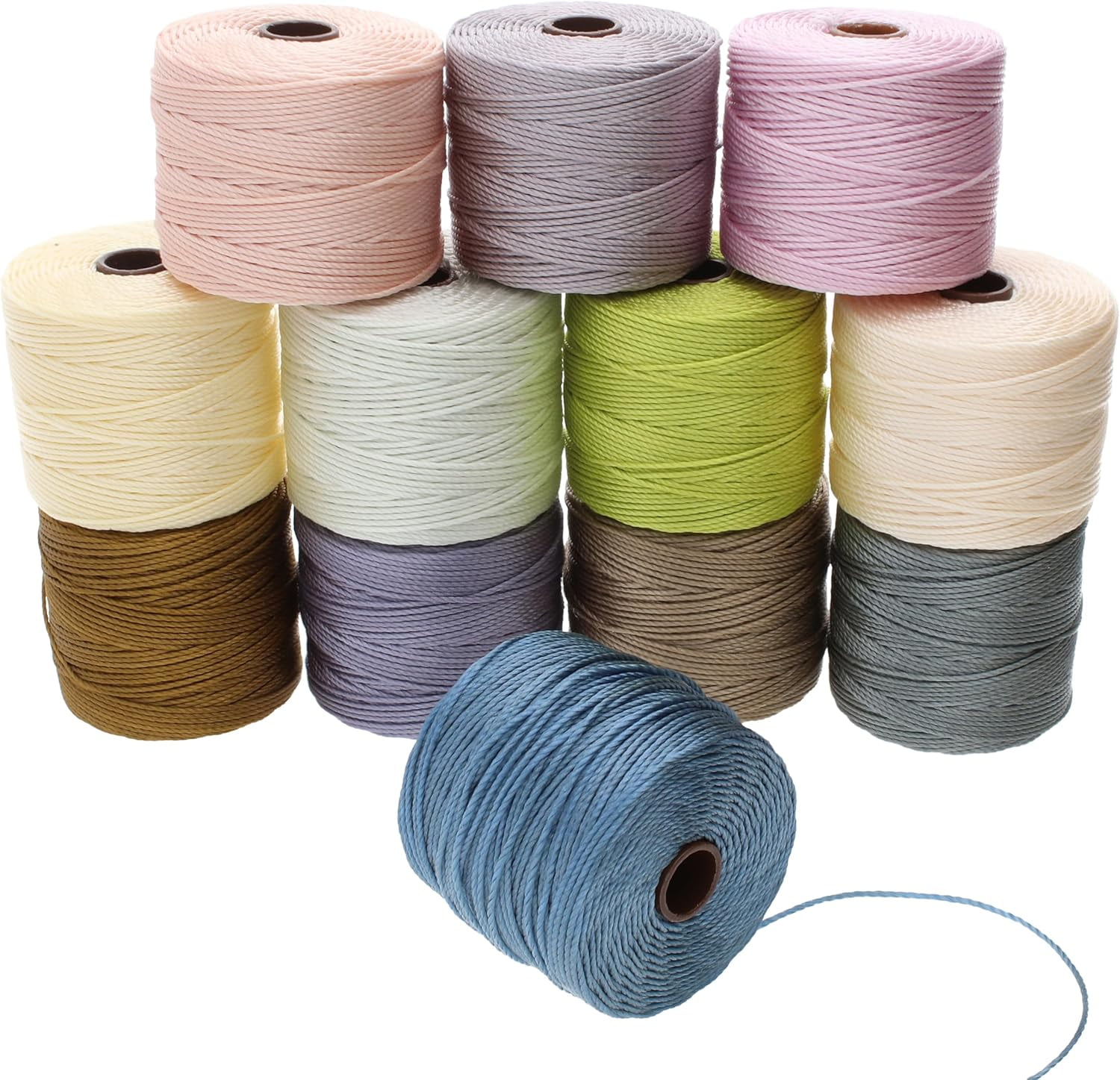 The Beadsmith S-Lon Bead Cord – .5 mm Nylon Cord, 12-Pack, Neutrals Mix, TEX210, 77 Yards