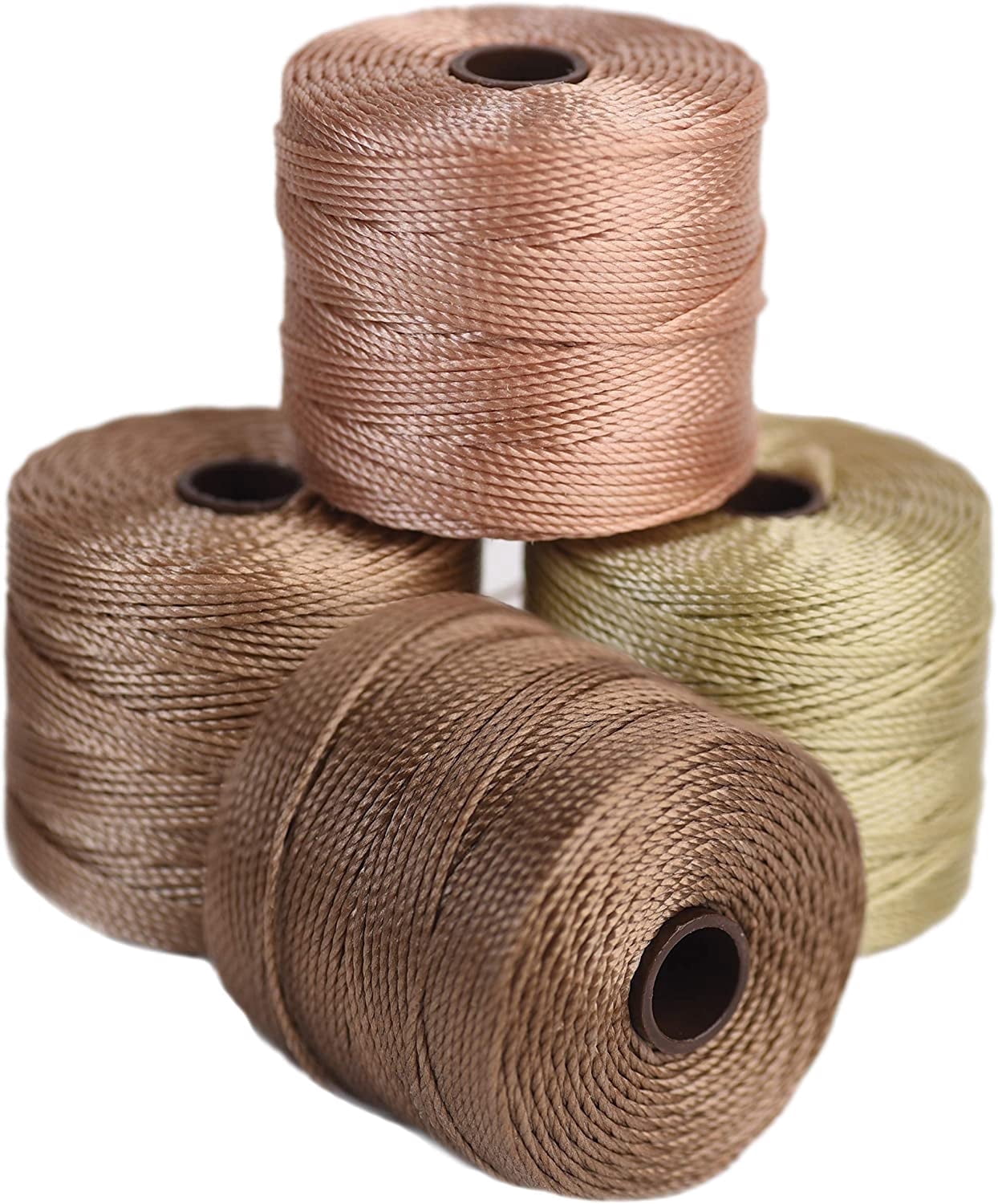 The Beadsmith S-Lon Bead Cord – .5 mm Nylon Cord, 4-pack, Warm Neutrals Mix, TEX210, 77 Yards