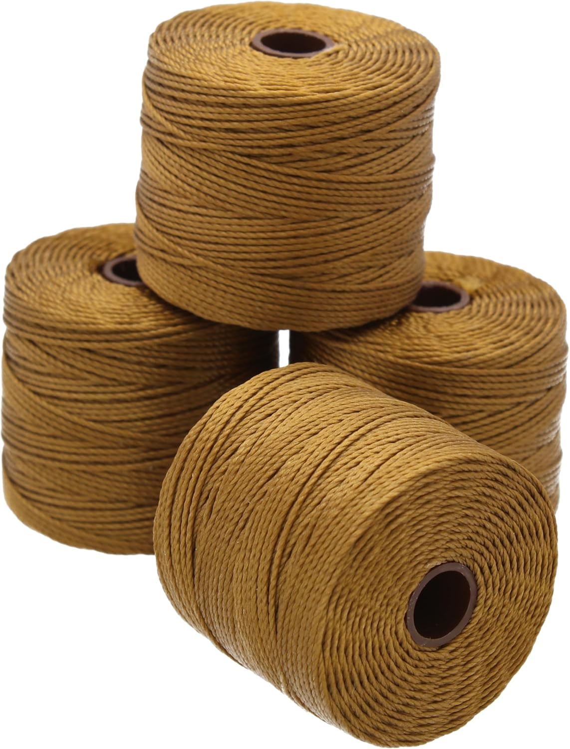 The Beadsmith S-Lon Bead Cord – .5 mm Twisted Nylon Cord, 4 Spools, Antique Gold Color, TEX210, 77 Yards