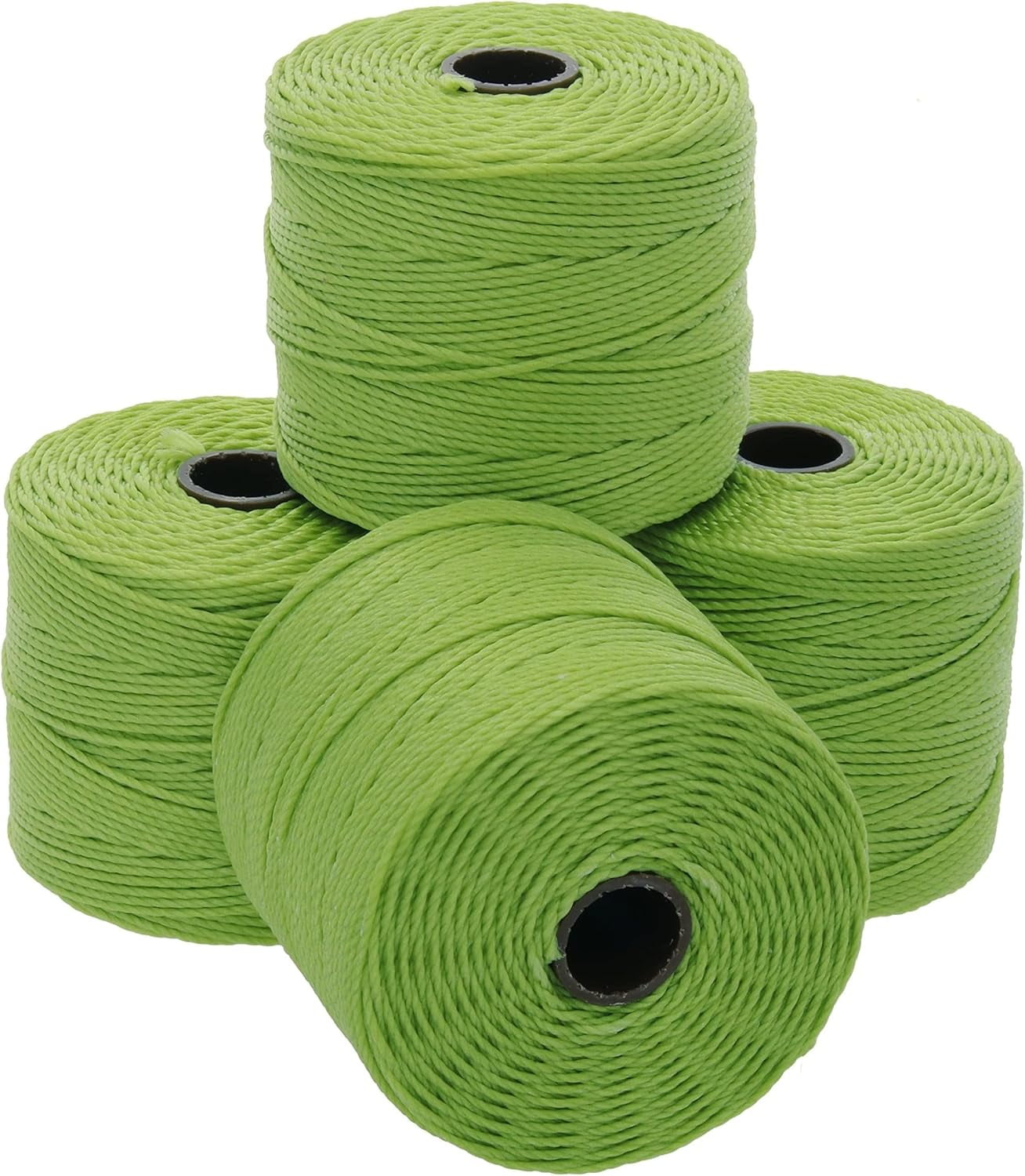 The Beadsmith S-Lon Bead Cord – .5 mm Twisted Nylon Cord, 4 Spools, Avocado Color, TEX210, 77 Yards