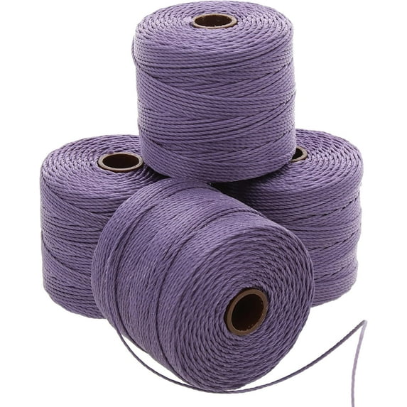 The Beadsmith S-Lon Bead Cord – .5 mm Twisted Nylon Cord, 4 Spools, Lilac Color, TEX210, 77 Yards