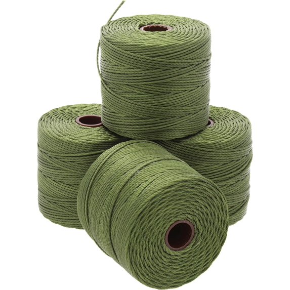 The Beadsmith S-Lon Bead Cord – .5 mm Twisted Nylon Cord, 4 Spools, Olivine Color, TEX210, 77 Yards