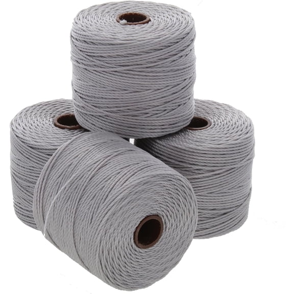 The Beadsmith S-Lon Bead Cord – .5 mm Twisted Nylon Cord, 4 Spools, Silver Color, TEX210, 77 Yards